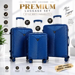 New BLUE COLOR Abs Hardshell Lightweight Carry On Luggage 20 Inch/24Inch And 28 inch 